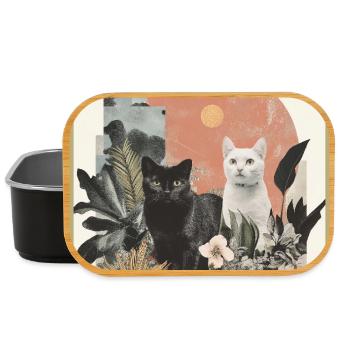 cats collage - Lunch Box - black - Front