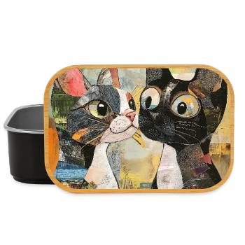 chat chats chat collage de chat - Boîte à goûter - noir - Devant