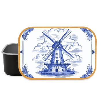 Delfter blauer Windmühlenkachel - Lunch Box - Schwarz - Vorne