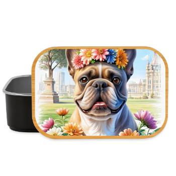 Spring French Bulldog with Floral Wreath - Lunch Box - black - Front