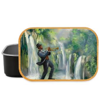 Jazz Trompeter vor Wasserfällen im Dschungel - Lunch Box - Schwarz - Vorne