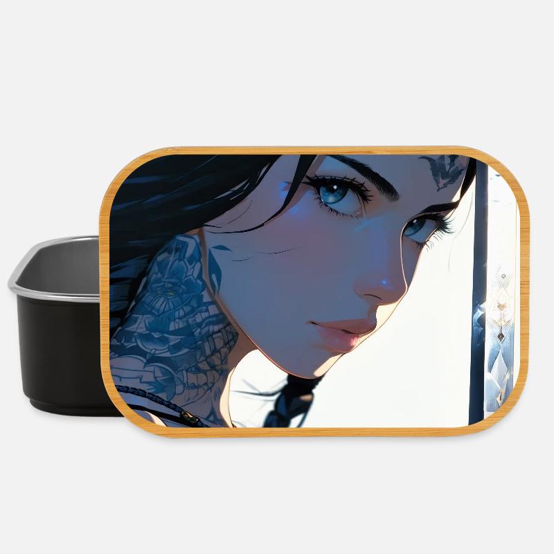 N-dless Nights: Tätowiertes Anime-Mädchen mit einem Schwert - Lunch Box - Schwarz