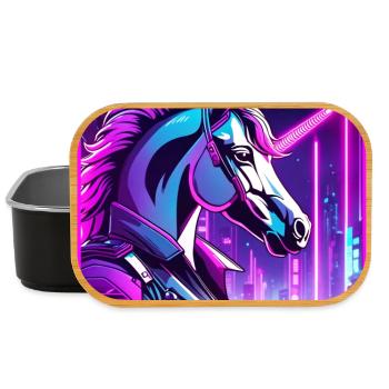 Illustration de licorne cyber néon - Boîte à goûter - noir - Devant