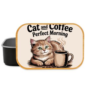 Le chat et le café sont une matinée parfaite - Boîte à goûter - noir - Devant