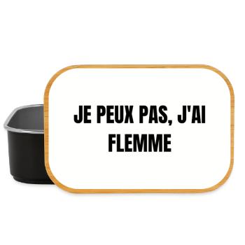 J’peux pas j’ai flemme – T-shirt humour paresse - Boîte à goûter - noir - Devant