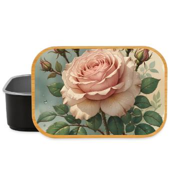 Fleur de rose rose élégamment délicate - Boîte à goûter - noir - Devant