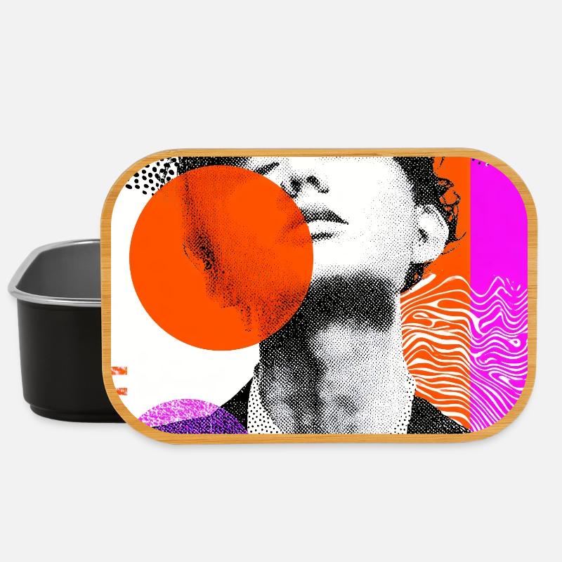 Wraparound Abstract Pop Art Portrait - Lunch Box - black