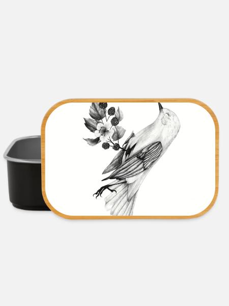 Vogel mit Pflanzen - Lunch Box - Schwarz