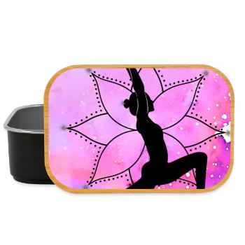 Yoga-Silhouette auf Mandala - Lunch Box - Schwarz - Vorne