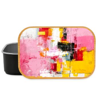 Abstrakte Farbblöcke Pink Gelb - Lunch Box - Schwarz - Vorne