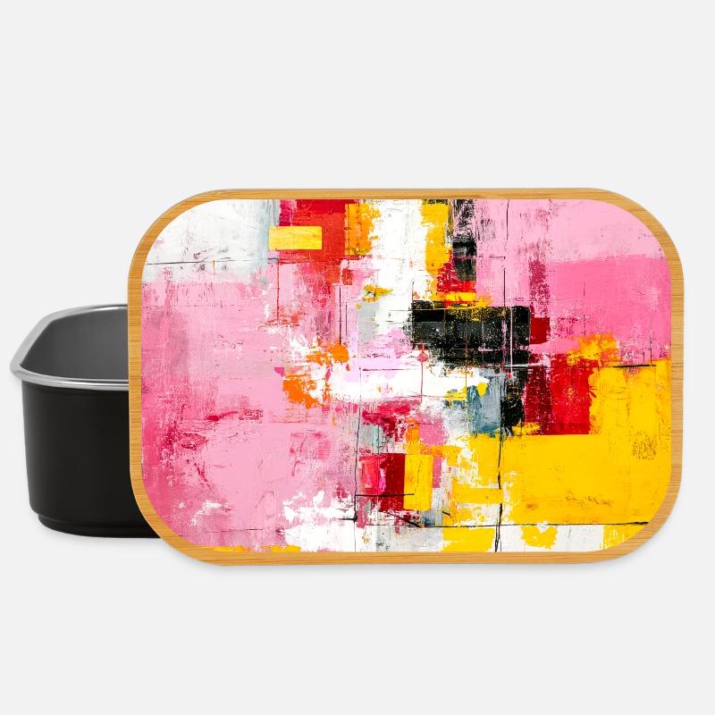 Abstrakte Farbblöcke Pink Gelb - Lunch Box - Schwarz