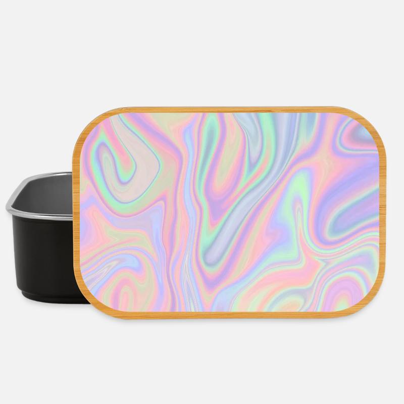 Iridescent Abstract Liquid Pastel Pattern - Lunch Box - black