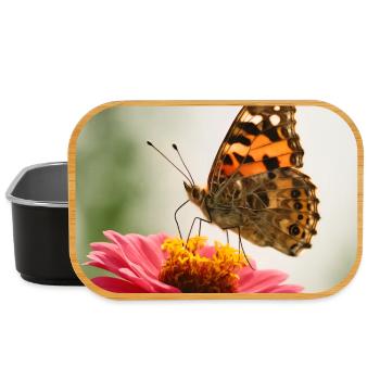 Butterfly on pink flower - Lunch Box - black - Front