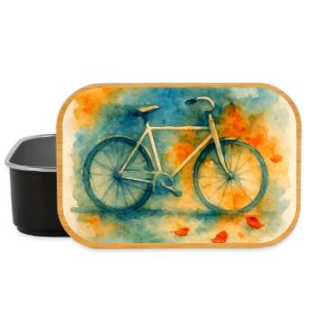 Aquarell, Fahrrad in Farbexplosion - Lunch Box - Schwarz - Vorne