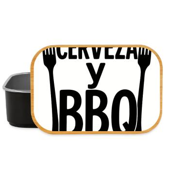Digitales Design "Bier & BBQ" - Lunch Box - Schwarz - Vorne