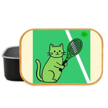Joueur de tennis chat - Boîte à goûter - noir - Devant