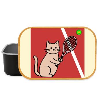 Chats, joueur de tennis, tennis - Boîte à goûter - noir - Devant