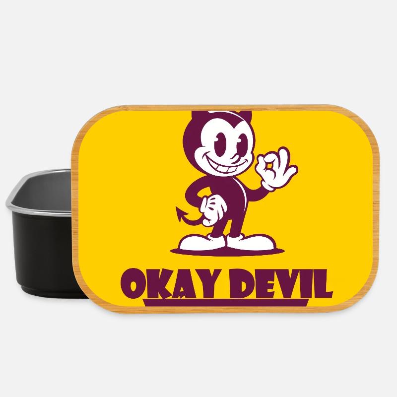 Okay Devil-Maskottchen auf Gelb - Lunch Box - Schwarz