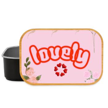 Lucky Neon Floral on Pink - Lunch Box - black - Front