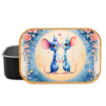 Blue mice in love - Lunch Box - black - Front