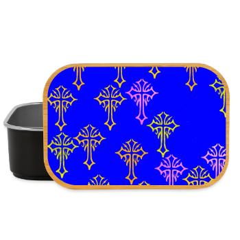 Neon Cross Pattern on Cobalt Blue - Lunch Box - black - Front