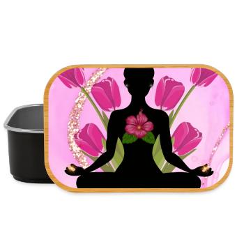 Meditative Silhouette rosa Hibiskus - Lunch Box - Schwarz - Vorne