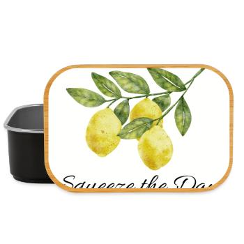 Design botanique citron Squeeze the Day - Boîte à goûter - noir - Devant