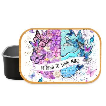 Soyez bienveillant avec votre esprit – Cœur de papillon - Boîte à goûter - noir - Devant