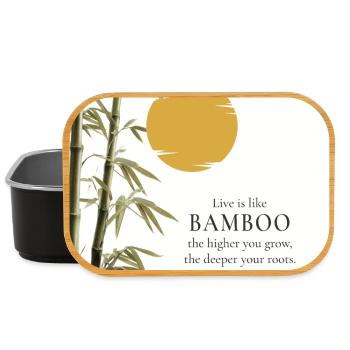 Live Is Like Bamboo – Grow Deep Bambus - Lunch Box - Schwarz - Vorne