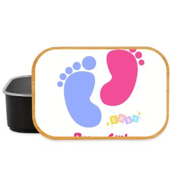 Fußabdruck Duo Baby Boy Girl - Lunch Box - Schwarz - Vorne