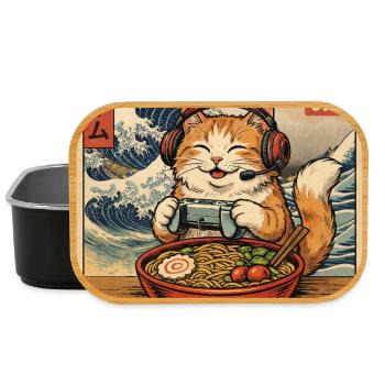 Ramen Chat Gaming, bol de nouilles otaku pour chat - Boîte à goûter - noir - Devant