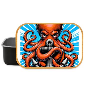Octopus embraces an Anchor - Lunch Box - black - Front