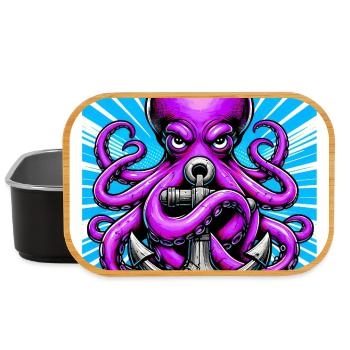 Octopus embraces an Anchor - Lunch Box - black - Front