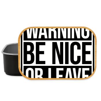 Be Nice Or Leave Funny Statement Attitude Saying - Lunch Box - black - Front