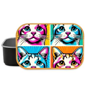 Chat Pop Art - Boîte à goûter - noir - Devant
