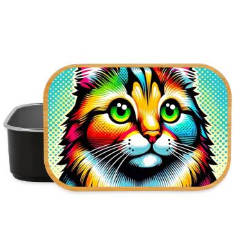 Chat Pop Art - Boîte à goûter - noir - Devant