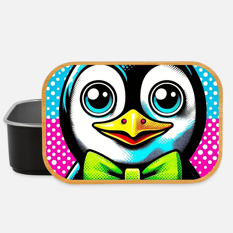 Pinguin mit Fliege Pop Art - Lunch Box - Schwarz