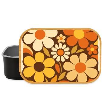Retro flowers in shades of yellow - Lunch Box - black - Front