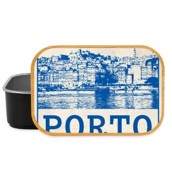 Porto Blue Vintage Skyline - Lunch Box - black - Front