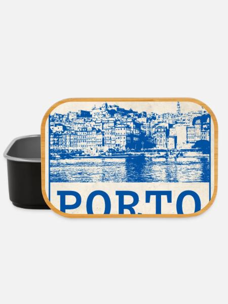Porto Blau Vintage Skyline - Lunch Box - Schwarz
