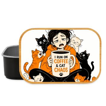 Cat Mom Coffee Survival - Boîte à goûter - noir - Devant