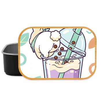 Bubble Tea Boba Drôle de Lapin mignon - Boîte à goûter - noir - Devant
