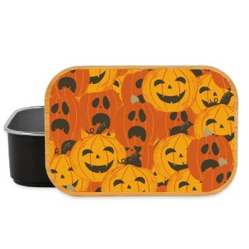 Citrouilles effrayantes motif d’Halloween - Boîte à goûter - noir - Devant