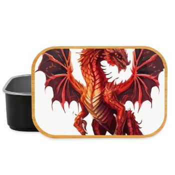 Feuerroter Drachen-Aquarell - Lunch Box - Schwarz - Vorne