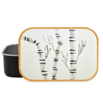 Bamboo Drawing in Ink Style - Lunch Box - black - Front