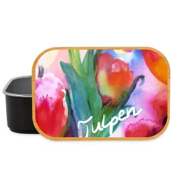EG fleurs I tulipes I aquarelle I Gerecke I fleurs - Boîte à goûter - noir - Devant
