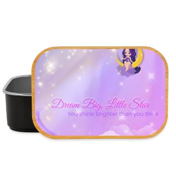 Rêve grand, petite étoile | Design magique de la Lune et de la Fille - Boîte à goûter - noir - Devant