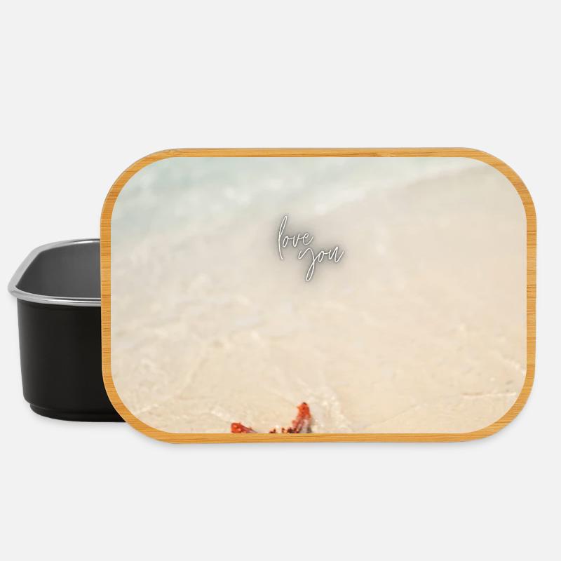 Liebe am Strand und Seesterne - Lunch Box - Schwarz