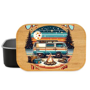 Retro Camper Vibes près du Campfire - Boîte à goûter - noir - Devant