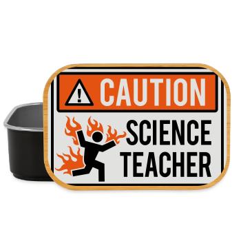 CAUTION, SCIENCE TEACHER - physique, chimie, laboratoire - Boîte à goûter - noir - Devant